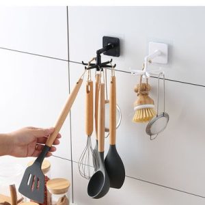 SET 2 Móc dán tường (T89) treo đồ , chìa khóa , dụng cụ nhà bếp 6 móc xoay 360 độ