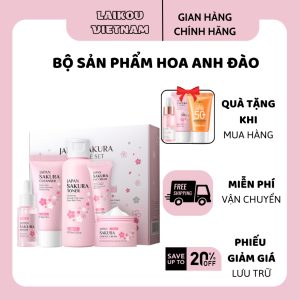 Bộ 5 sản phẩm chăm sóc da LAIKOU hoa anh đào Nhật Bản giúp cấp ẩm, làm sáng da, đều màu da, m