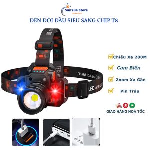 Đèn Pin Đội Đầu CORISU T8 7 Chế Độ Siêu Sáng Có Cổng Sạc USB° Đèn COB Chống Thấm Nước