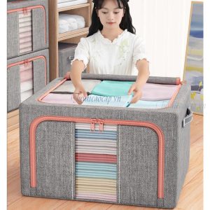 Hộp Đựng Đồ Đa Năng, Túi Đựng Quần Áo Vải Polyester Chống Thấm Nước Khung Thép 150L TUVAICAOCAP