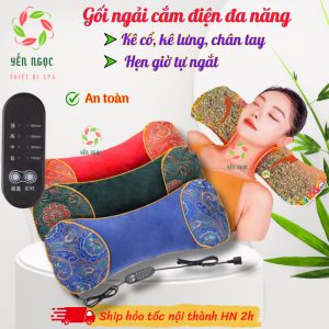 Gối ngải cứu kê cổ cắm điện thiết kế công thái học ngủ ngon thư giãn