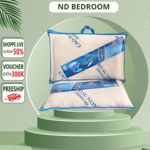 [ HCM ] Gối nằm cao su nhân tạo siêu êm, hỗ trợ đau cổ, cải thiên giấc ngủ 40x60cm Bao đẹp