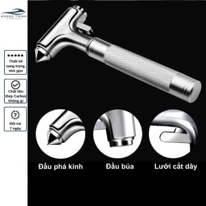 Búa thoát hiểm ô tô, búa phá kính xe hơi cao cấp chất liệu thép carbon không gỉ, tặng kèm miếng kính test thử