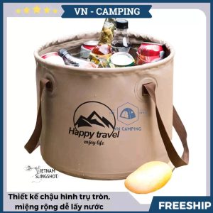 Xô đựng nước dã ngoại gấp gọn du lịch cắm trại rất tiện dụng, dễ dàng mang theo - DCP19