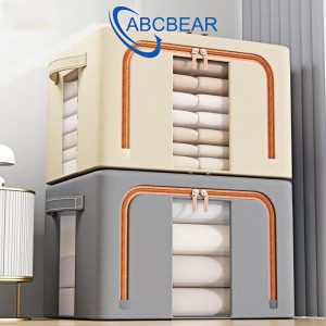 Hộp Đựng Quần Áo Chăn Màn Khung Thép Cao Cấp Túi Vải Đựng Đồ Đa Năng Kích Thước Lớn Thùng Vải Cotton Đựng Đồ Lót