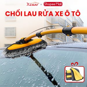 Chổi Lau Rửa Xe Ô Tô XCHAT Cán Điều Chỉnh Độ Dài, Đầu Chổi Tháo Dễ Dàng, Nhung Mềm Vệ Sinh Xe Tiện Lợi ( chổi vàng )
