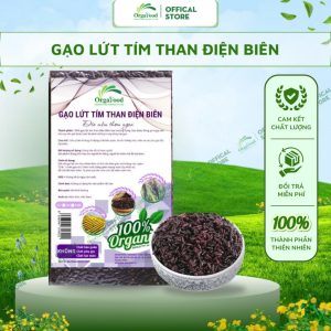 Gạo Lứt Tím Than (Đen) Dẻo Điện Biên Hữu Cơ 1kg Orgafood - Gạo Lức Nâu Dẻo, Eat Clean, Giảm Cân, Dành Cho Người Ăn Kiêng
